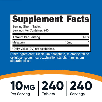 Melatonina 10 mg   Nutricost 240 Tabletas