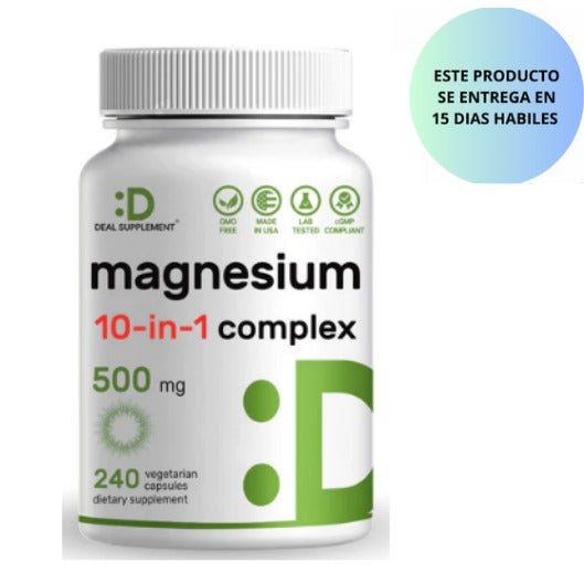 Suplemento de complejo de magnesio 500 mg, 240 cápsulas vegetales