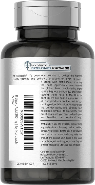 Horbaach - Ácido R-Lipoico 300mg Estabilizado | 60 Cápsulas