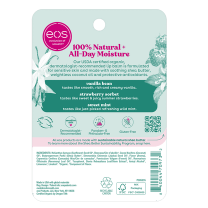 Bálsamos labiales en barra EOS 100 % naturales y orgánicos (paquete de 3)