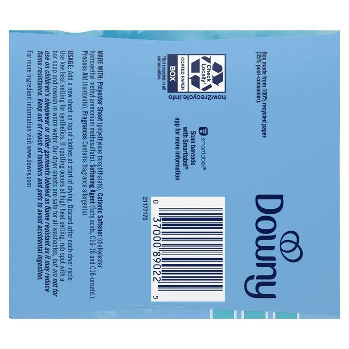 Toallitas suavizantes para secadora Downy, aroma a algodón fresco, 240 unidades