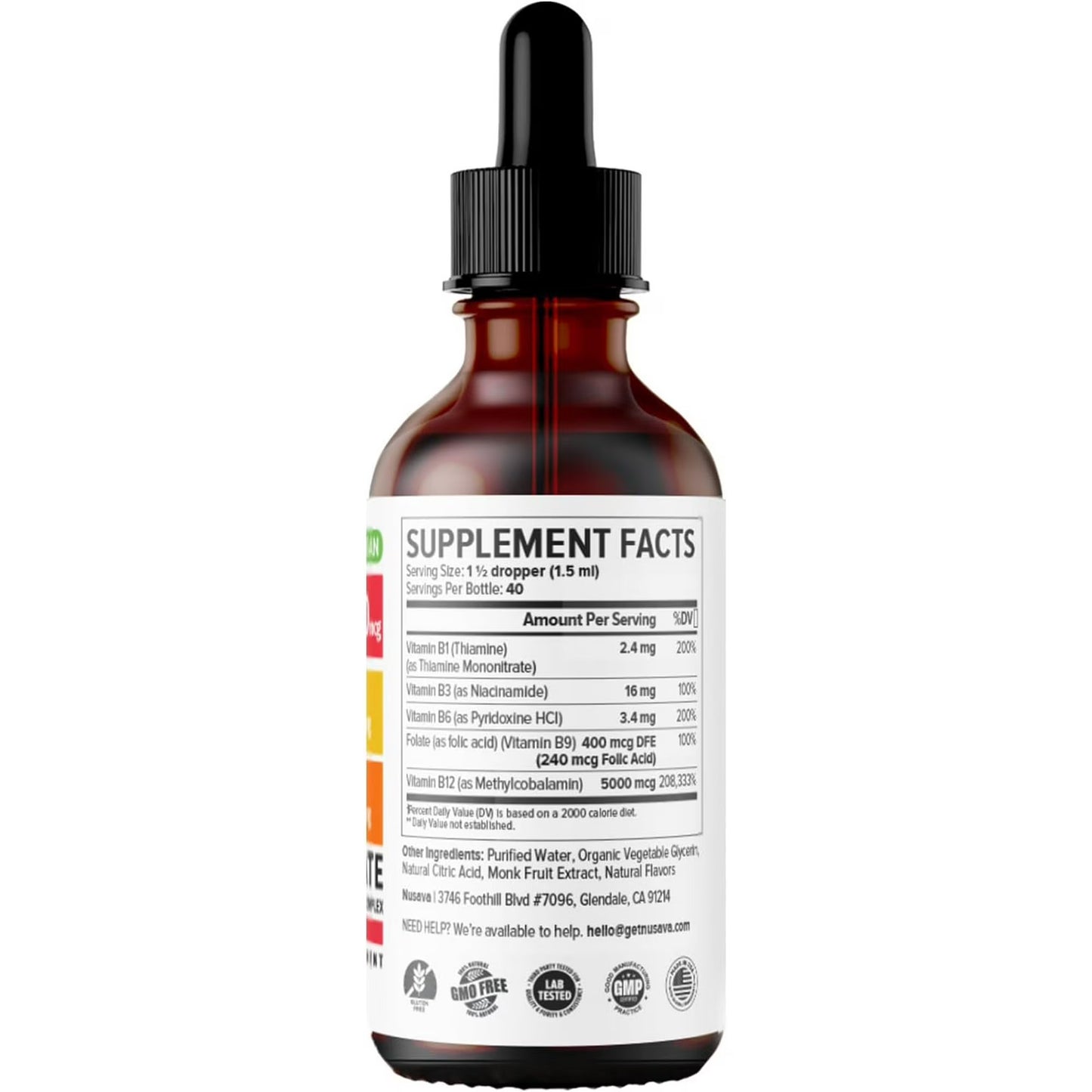 Gotas de suplemento líquido de vitamina B12 con sabor a frambuesa, con B6, B1, niacina y ácido fólico, 60ml
