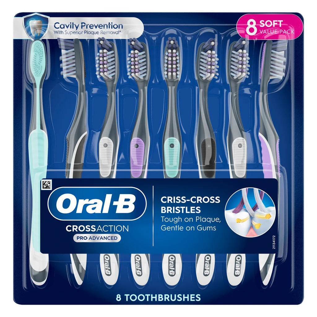 Cepillo de dientes Oral-B CrossAction Advanced de cerdas suaves, paquete de 8