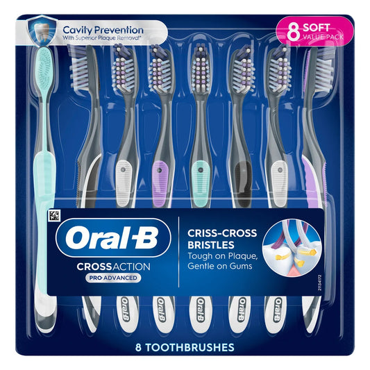 Cepillo de dientes Oral-B CrossAction Advanced de cerdas suaves, paquete de 8