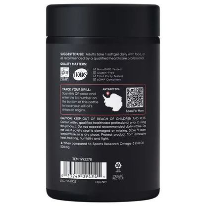Sport Research - Double Strength Omega-3 Krill oil (1000mg krill oil + 240mg), 90 capsulas