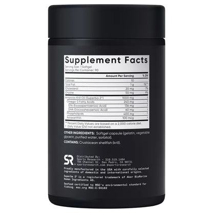Sport Research - Double Strength Omega-3 Krill oil (1000mg krill oil + 240mg), 90 capsulas