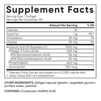 Sport Research - Double Strength Omega-3 Krill oil (1000mg krill oil + 240mg), 90 capsulas