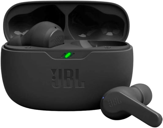 JBL Vibe Beam - Auriculares verdaderos inalámbricos JBL con sonido de graves profundos, Bluetooth 5.2, resistente al agua y al polvo, llamadas manos libres con VoiceAware, hasta 32 horas de duración