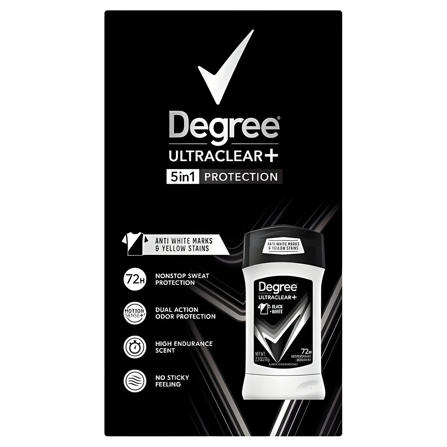 Desodorante antitranspirante Degree Men UltraClear+, negro y blanco Blanco, 76gr