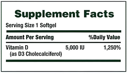 Nature Bounty Vitamina D3 125mcg (5000 iu) 400 capsulas