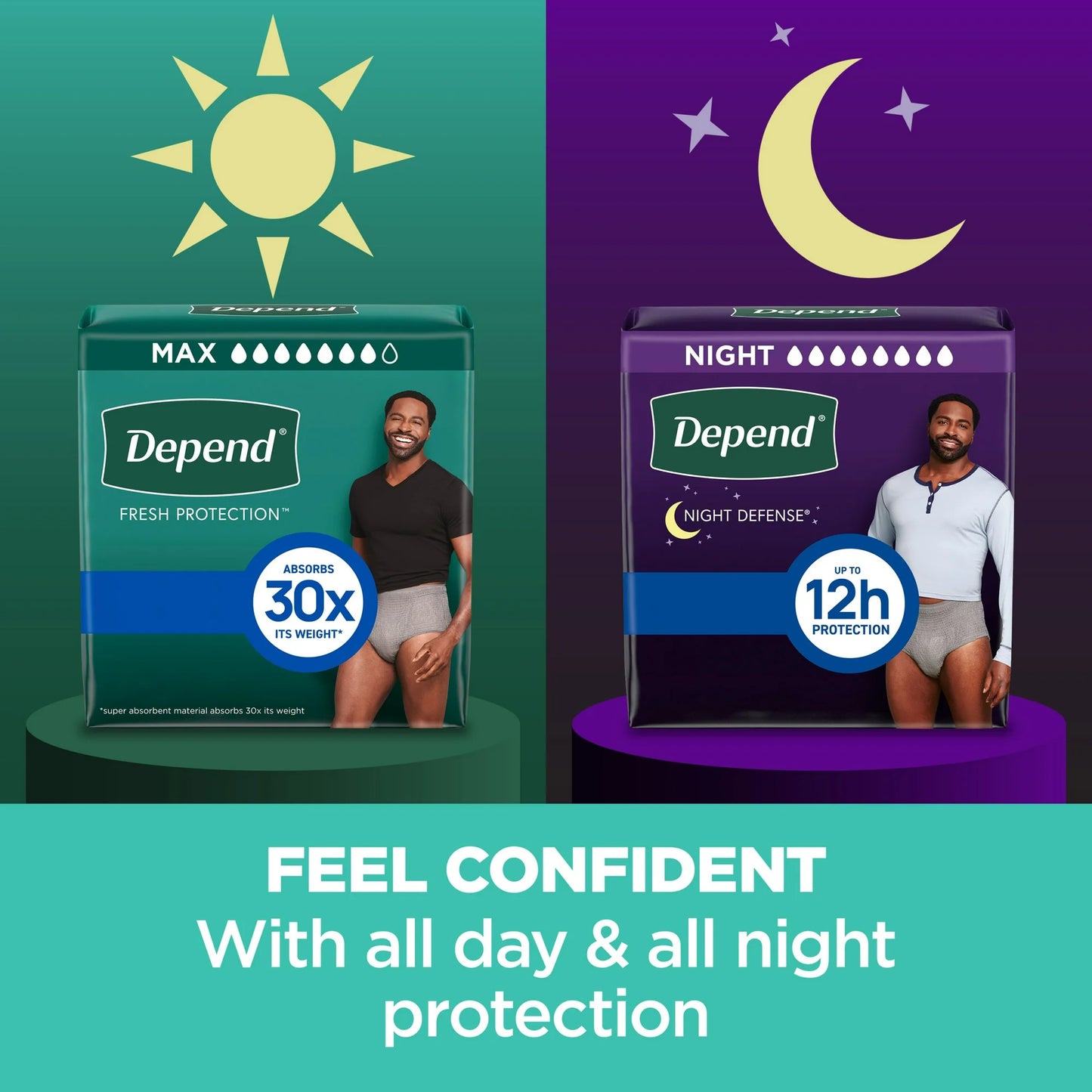 Depend Ropa Interior para Incontinencia Fresca Protección para Hombre, Pañales para Adultos