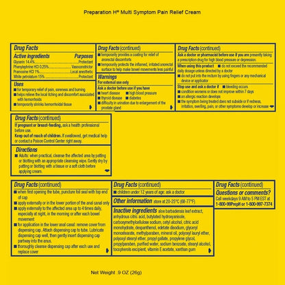 Crema para hemorroides Preparation H de máxima potencia con aloe para un alivio inmediato