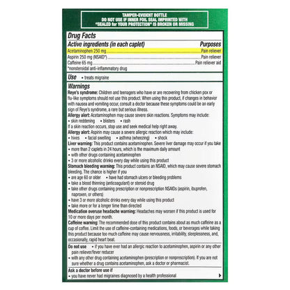 Excedrin Migraña relief, 200 Tabletas