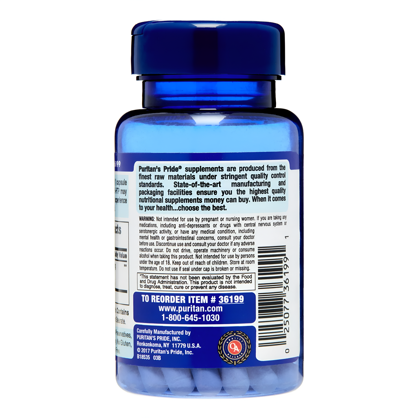 5 HTP 200mg - 60 capsulas - Puritans Pride