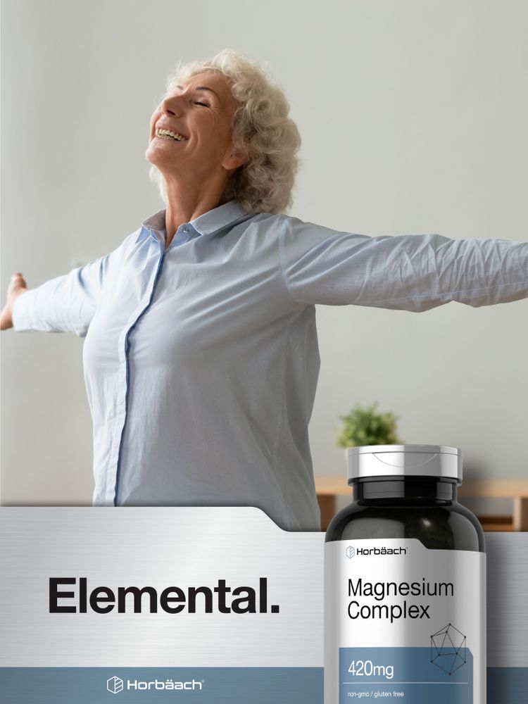 Horbaach - Complejo triple de magnesio | 420 mg | 250 cápsulas - Suplemento dietético de óxido de magnesio, citrato y aspartato