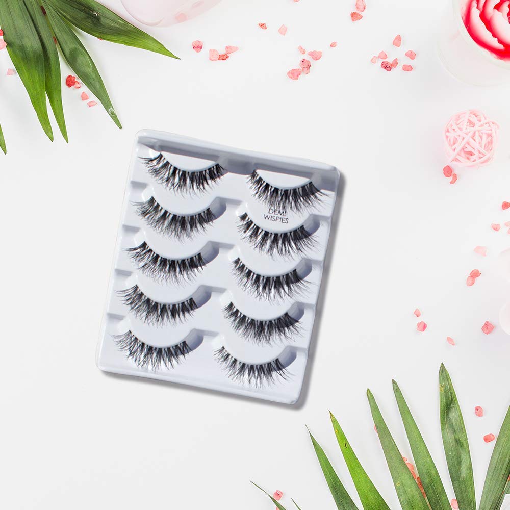 Pestañas Postizas Ardell Demi Wispies, Pestañas Postizas Ligeras con Banda Invisible 6 Pares