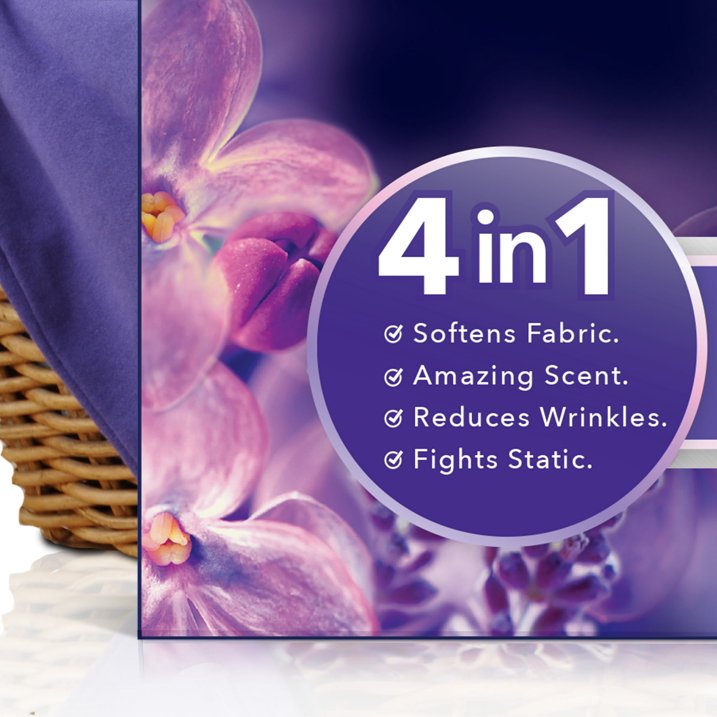 Toallitas para secadora Downy Infusions Mega, calmantes, lavanda, 80 unidades