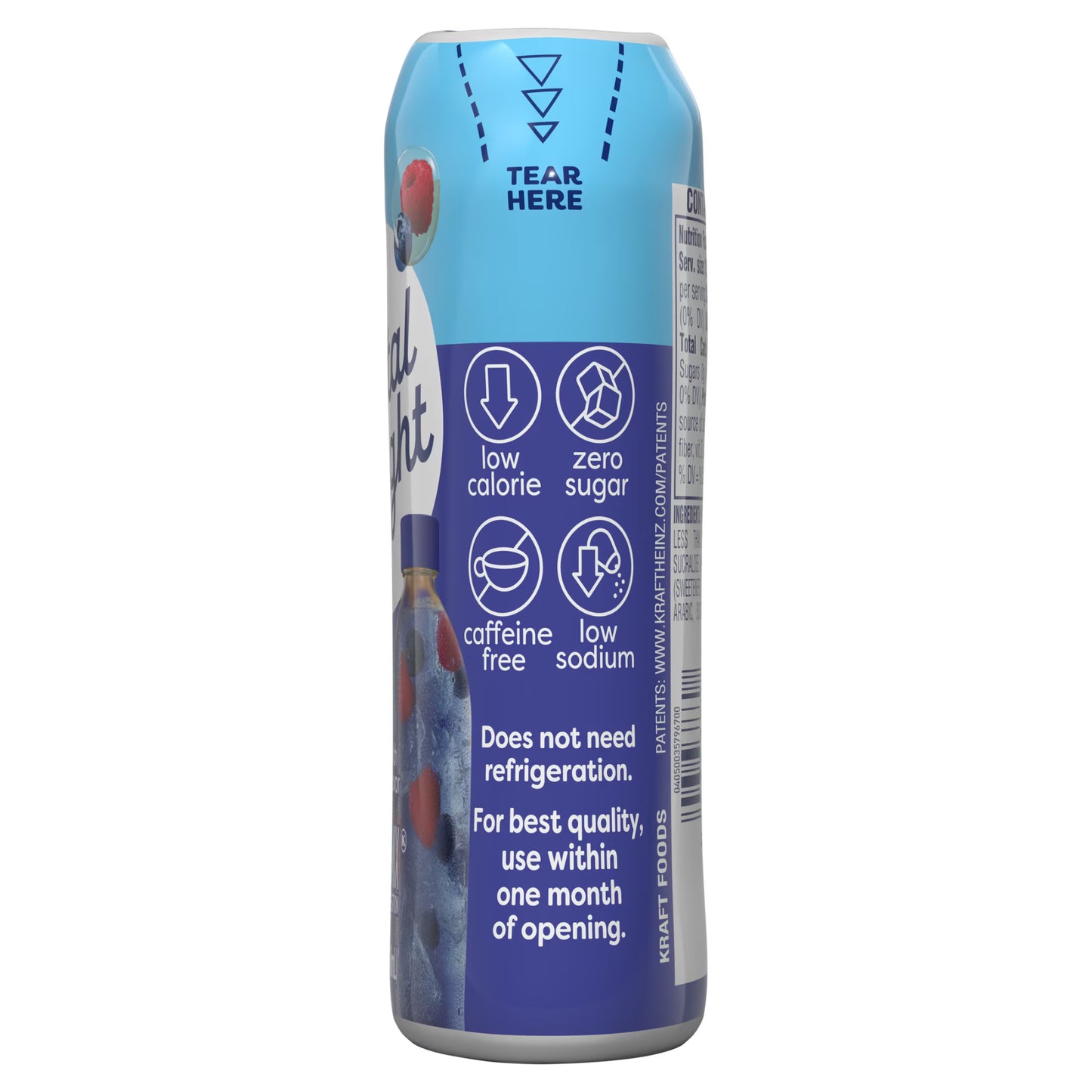 Mezcla líquida para bebida Crystal Light con sabor natural a arándano y frambuesa, botella de 47 gr