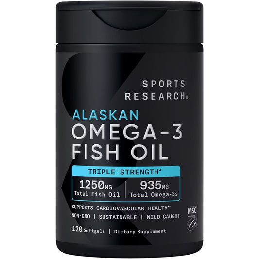 Sports Research Alaskan Triple Strength Omega-3 Fish Oil,  1250 mg Total Fish oil -  120 Softgels