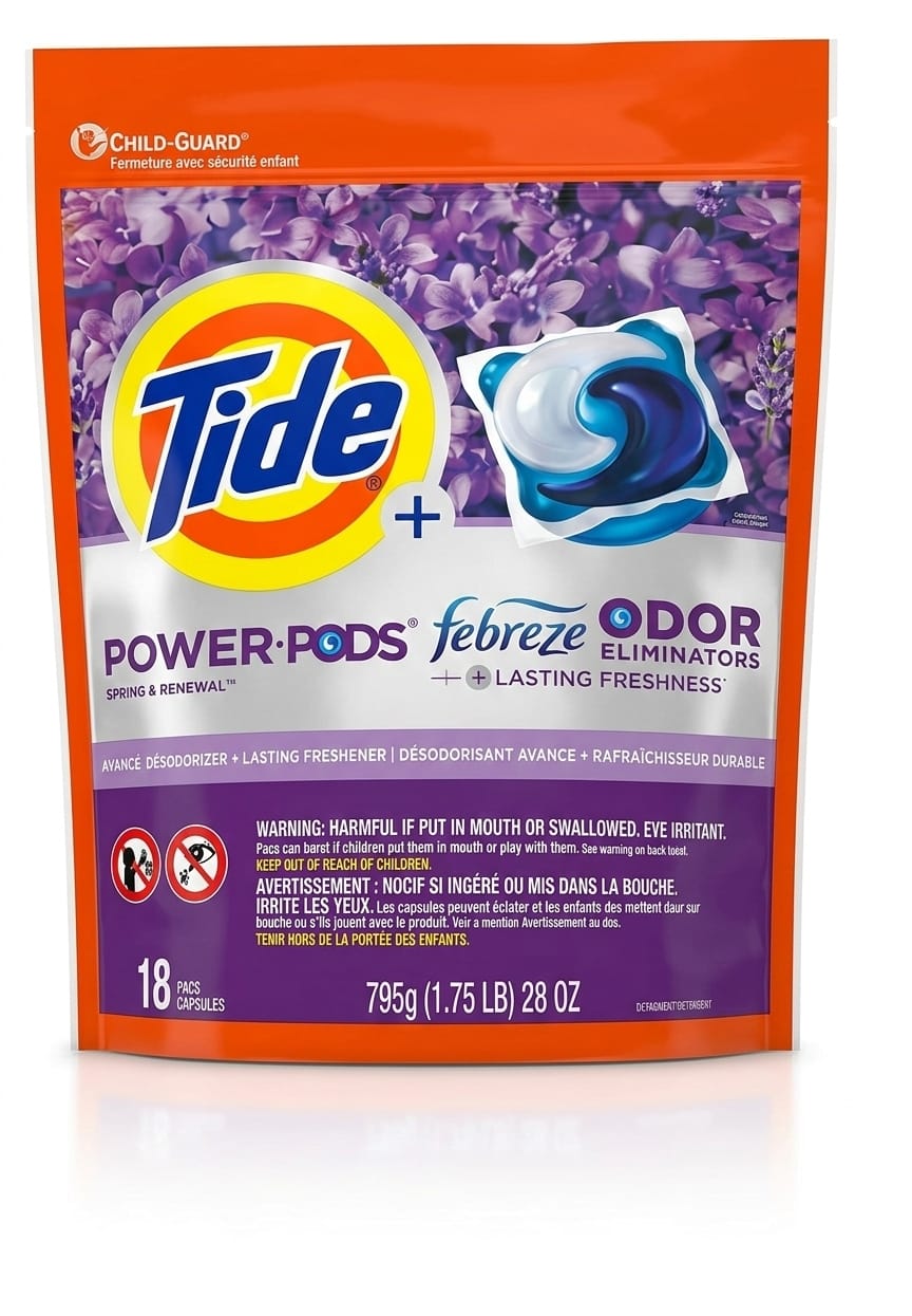Tide Power PODS® con eliminadores de olores Febreze, Primavera y Renovación 18 und