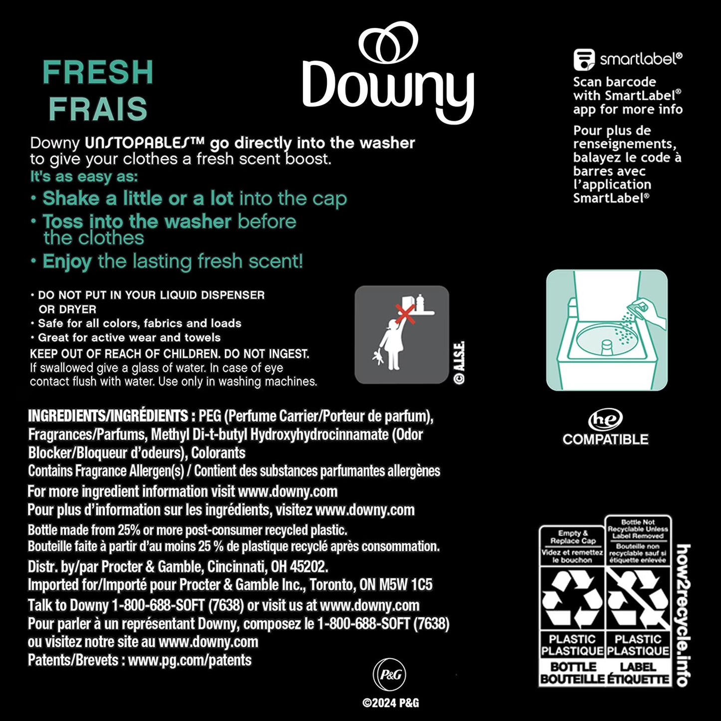 Downy Unstopables Aromatizador para el Lavado  In-Wash Scent Booster Beads, Fresh, 1.13 Kg.