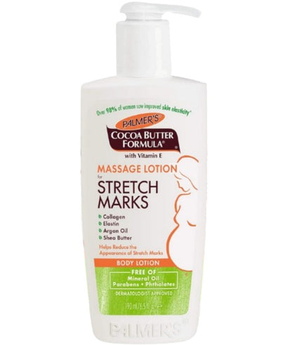 Palmer's Loción de masaje con fórmula de manteca de cacao para estrías y cuidado de la piel durante el embarazo, 190ml