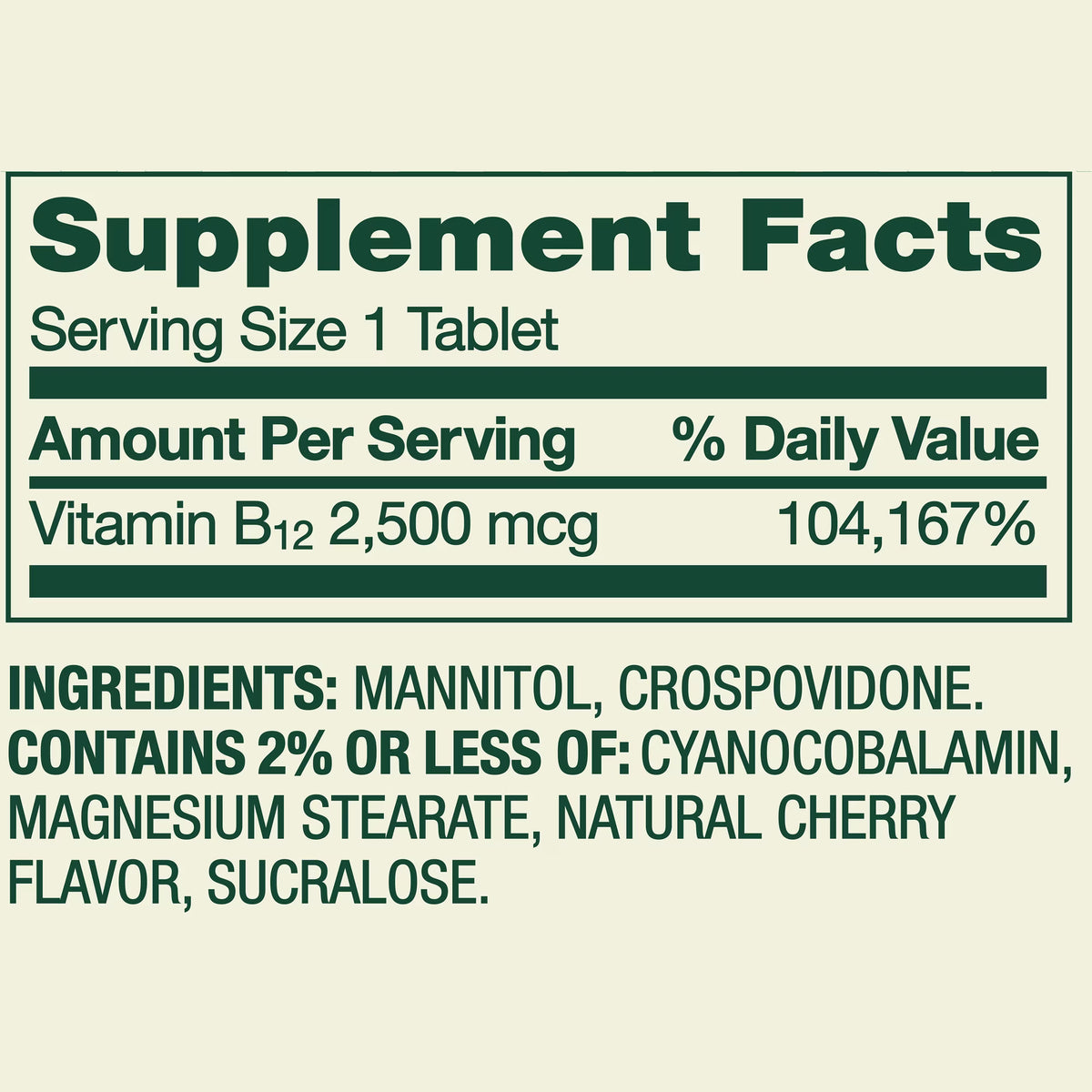 Vitamina B12 Spring Valley en tabletas/microtabletas