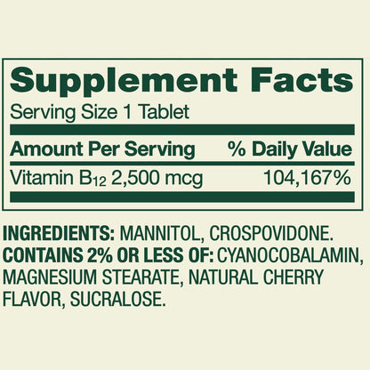 Vitamina B12 Spring Valley en tabletas/microtabletas