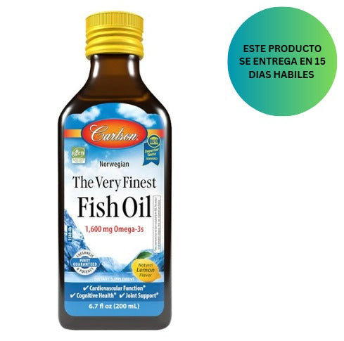 Carlson - El Mejor de Todos los Aceites de Pescado, 1600 mg de Omega-3, 200ml, sabor limon