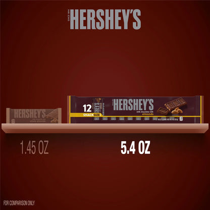 Hershey's Barras de chocolate con leche y almendras , tamaño snack, 12 unidades