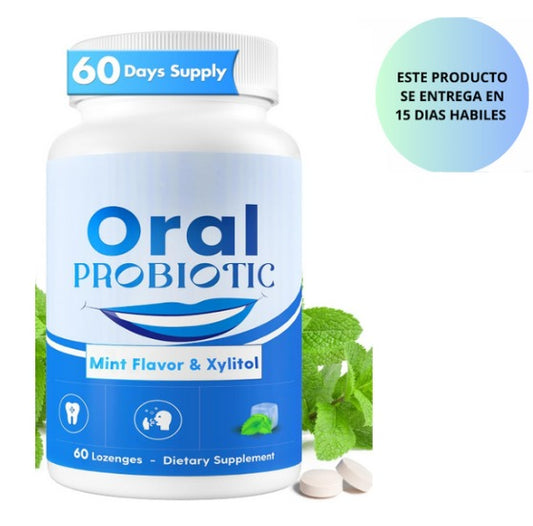 Probióticos orales, 11 mil millones de UFC, probióticos orales masticables para el mal aliento bucal 60 unidades