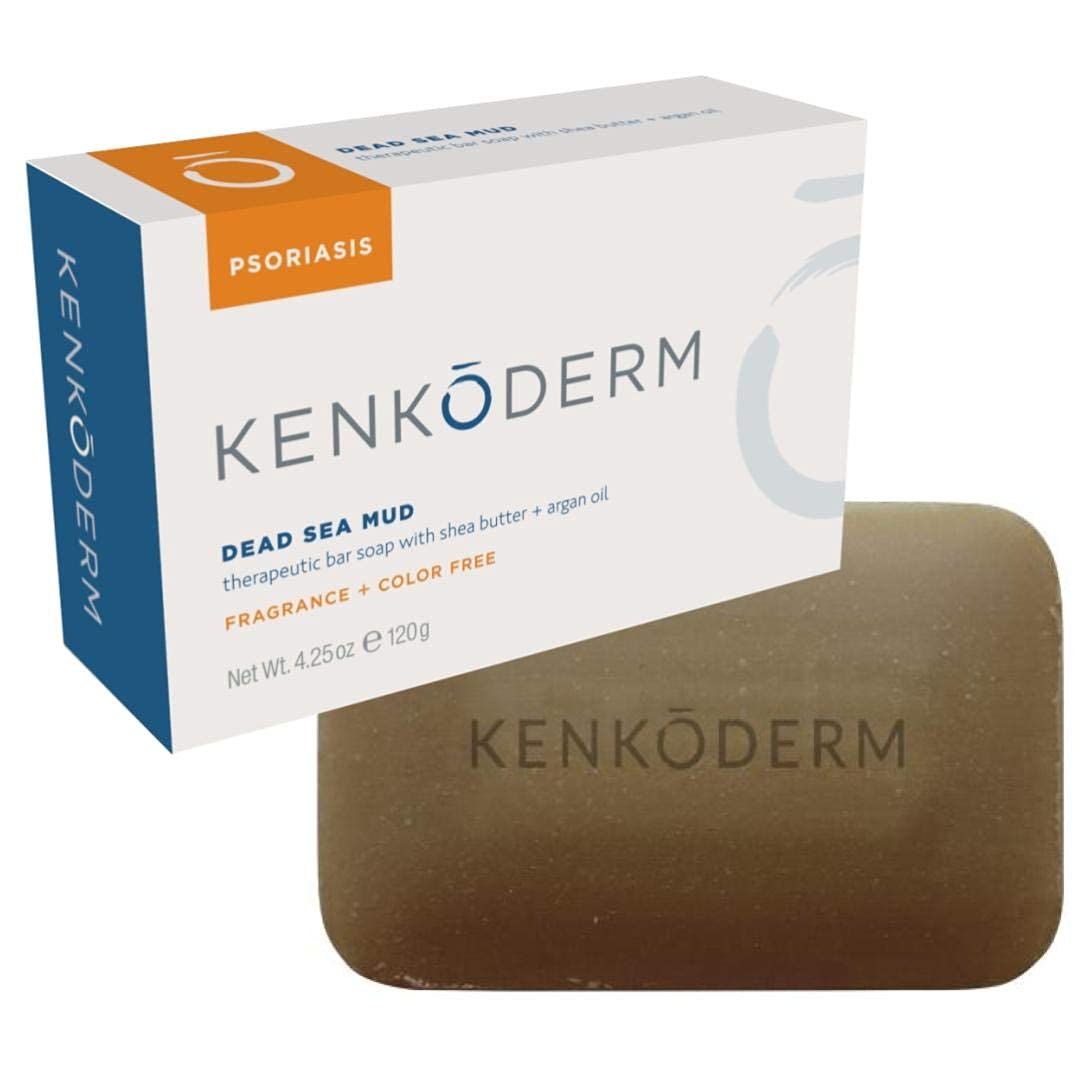 Kenkoderm Jabón de lodo del Mar Muerto de Psoriasis con aceite de argán y manteca de karité, 120gr