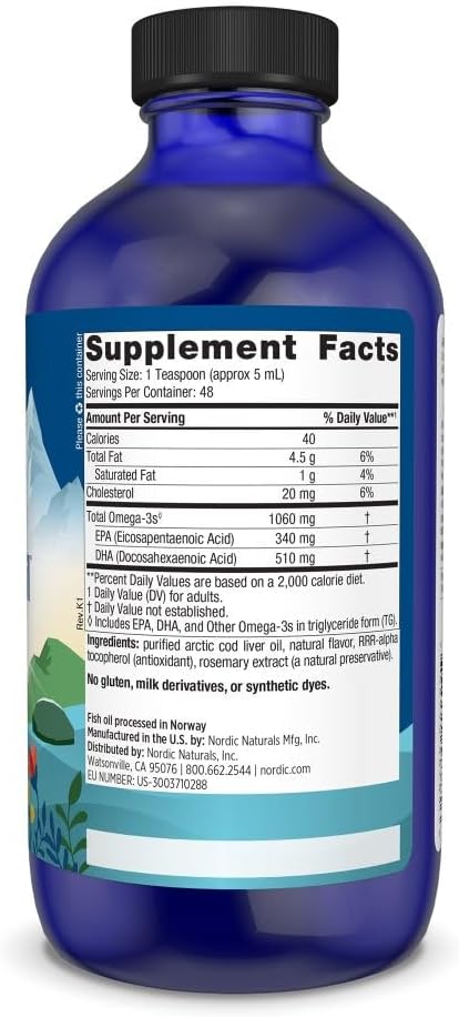 Nordic Naturals - Arctic cod liver oil, sabor limon - 237ml