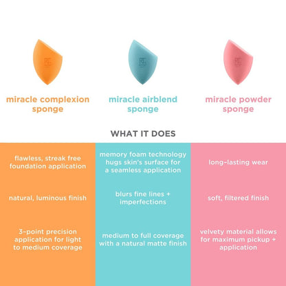 Real Techniques Surtido de esponjas para mezclar para maquillaje, paquete de 6