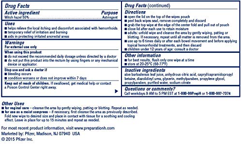 PreparationH - Medicated Hemorrhoidal wipes(maximum strength formula), 180toallitas medicinales(3 bolsas de 60 unidades)