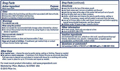 PreparationH - Medicated Hemorrhoidal wipes(maximum strength formula), 180toallitas medicinales(3 bolsas de 60 unidades)