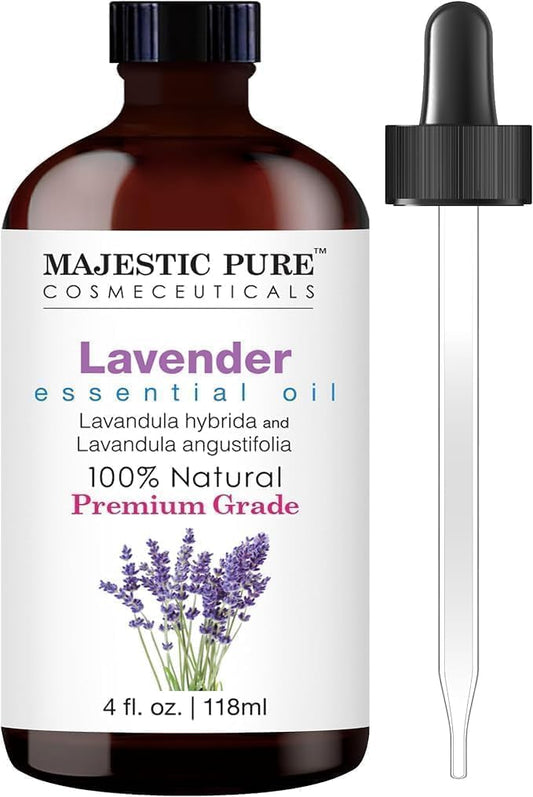 Majestic Pure Lavender  - Aceite esencial de lavanda de grado terapéutico, 118ml