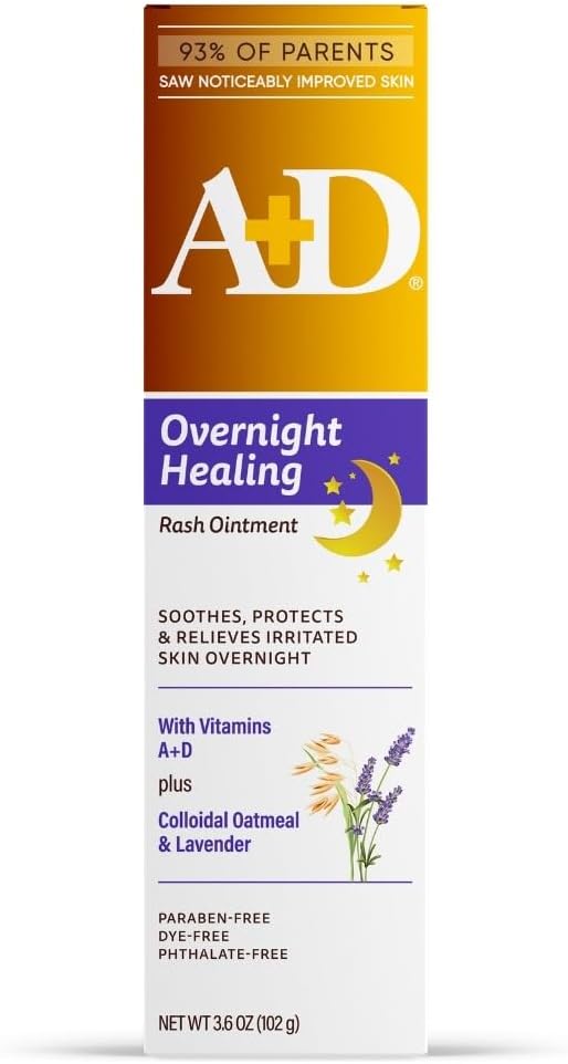 A+D Overnight Healing -  Crema  para la dermatitis del pañal de curacion Noctura - A+D para bebés, alivia, protege y cura durante la noche. 102 gr.