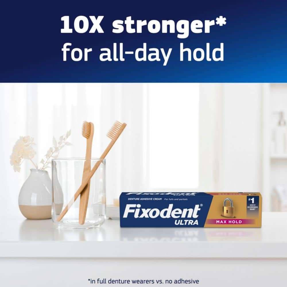 Fixodent Ultra Max Hold - Adhesivo para dentaduras postizas 62 gr