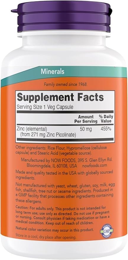 Now Supplements, Picolinato de Zinc 50 mg, 240 Capsulas