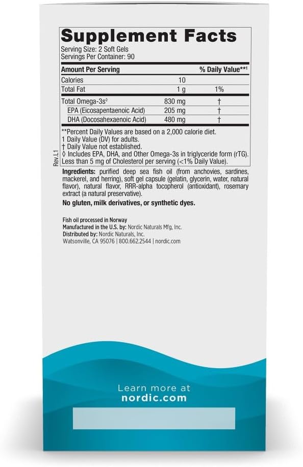 Nordic Naturals Suplemento de DHA, 830 mg 180 softgles