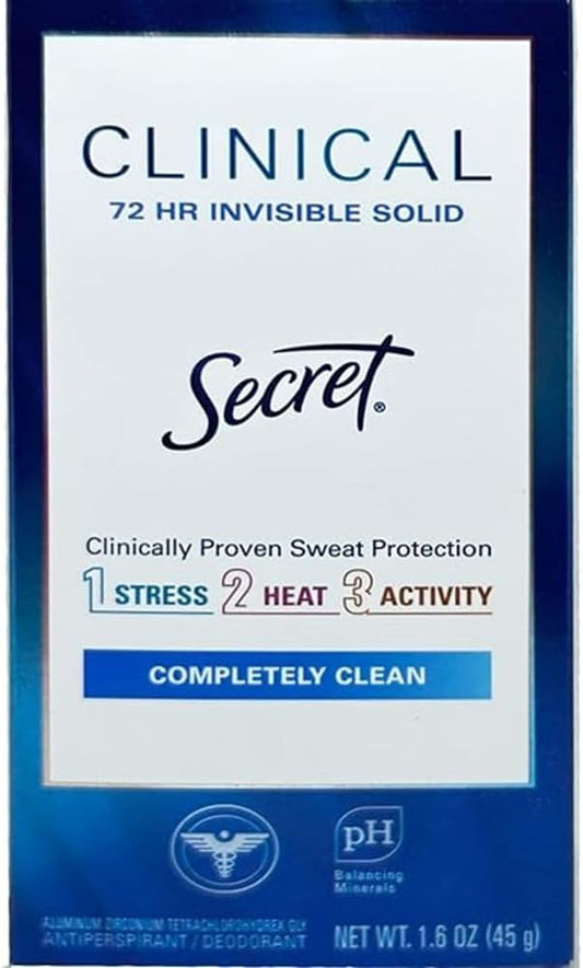 Desodorante Secret Clinical Completely Clean, 1.6oz 45g