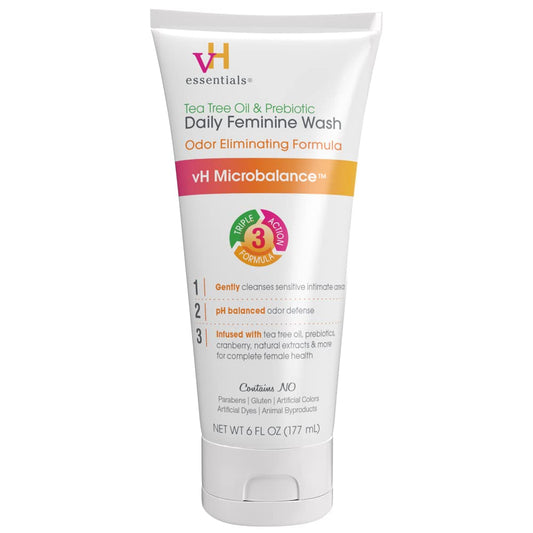 vH essentials, Ph Balanced - Lavado diario femenino, aceite de árbol de té y prebiótico, 177 ml.