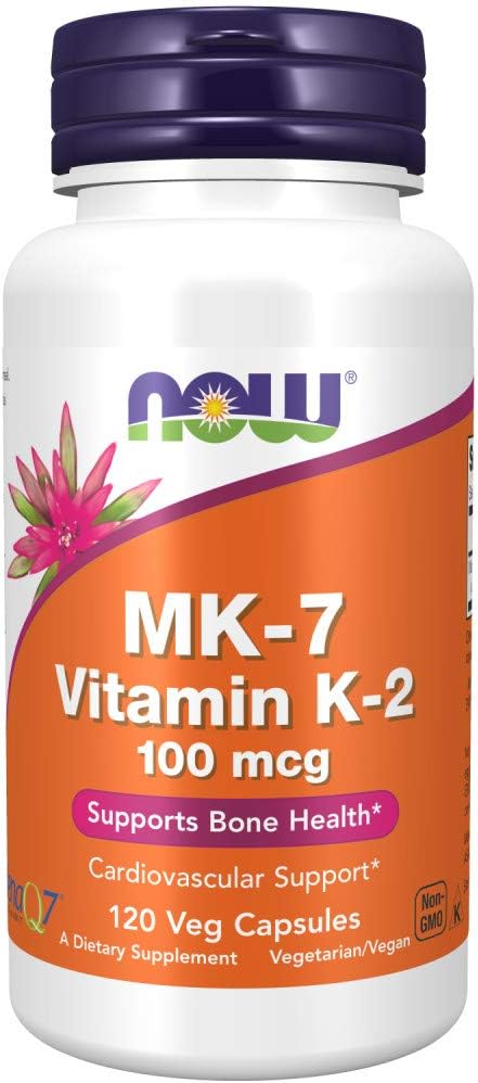 Suplementos de NOW Foods, Vitamina  MK-7 K-2 de 100 mcg, apoyo cardiovascular, veg capsulas