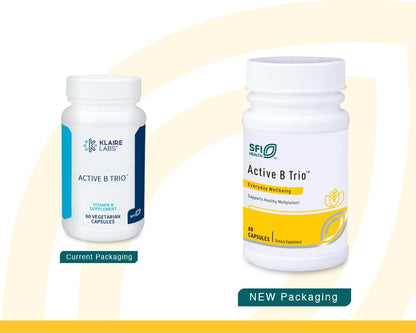 Klaire Labs Active B Trio - Vitaminas del complejo B activo para el estado de ánimo y el apoyo energético, suplemento de vitamina B12 (metilcobalamina) con vitamina B6 y folato (metilfolato), hipoalergénico (60 cápsulas)