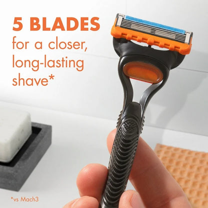 Gillette Fusion5 Razor Men incluye: manual de 5 hojas, 1 mango y 2 recambios de hojas, color negro