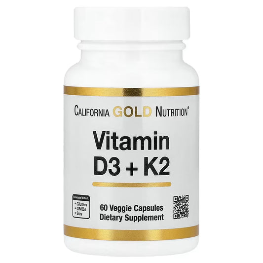 California Gold Nutrition - Vitamina D3 + K2, 60 capsulas veggie