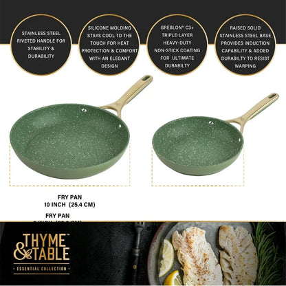 Thyme & Table Supreme Juego de ollas antiadherentes de 12 piezas  - color Oliva
