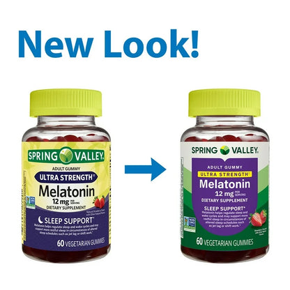 Spring Valley Ultra Strength Melatonina 12 mg 60 gomitas sabor a fresa