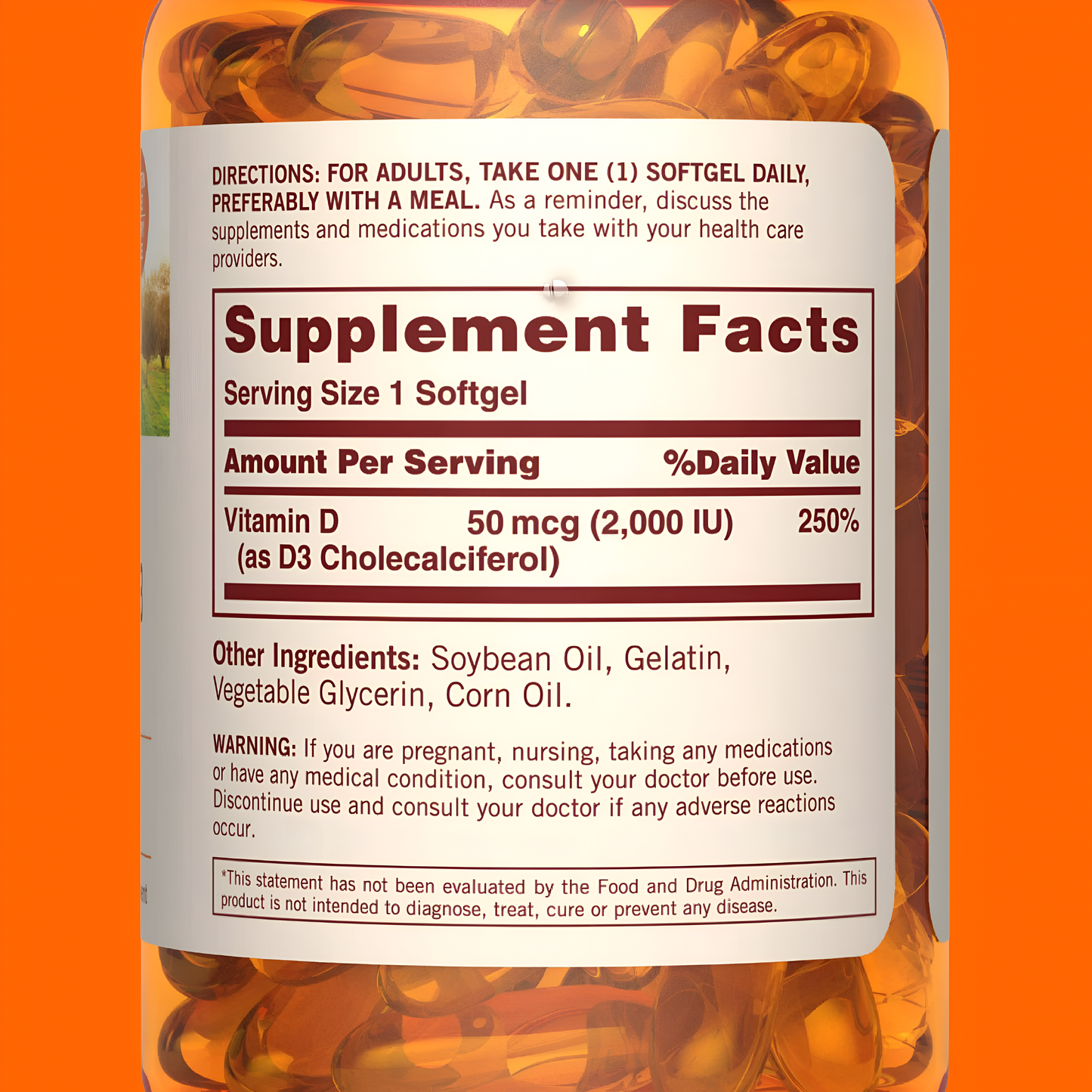 Vitamina D3 - 50mcg(2000 IU) en Capsulas de Gel - Sundown